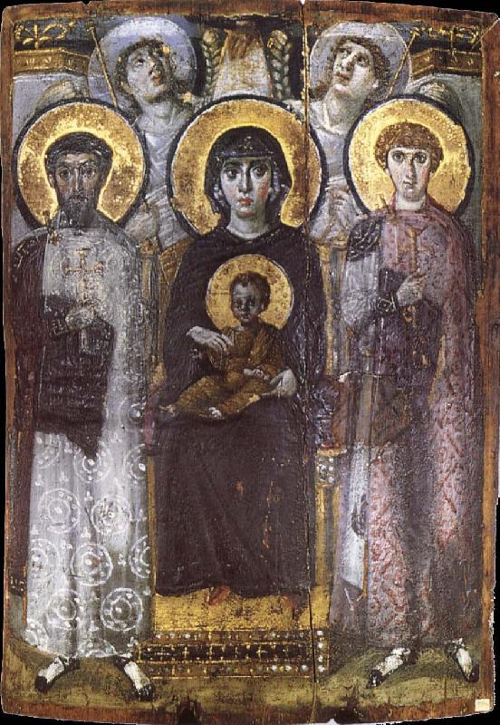 unknow artist The throne Virgin Mary with the child between ST Teodor and ST Goran, china oil painting image